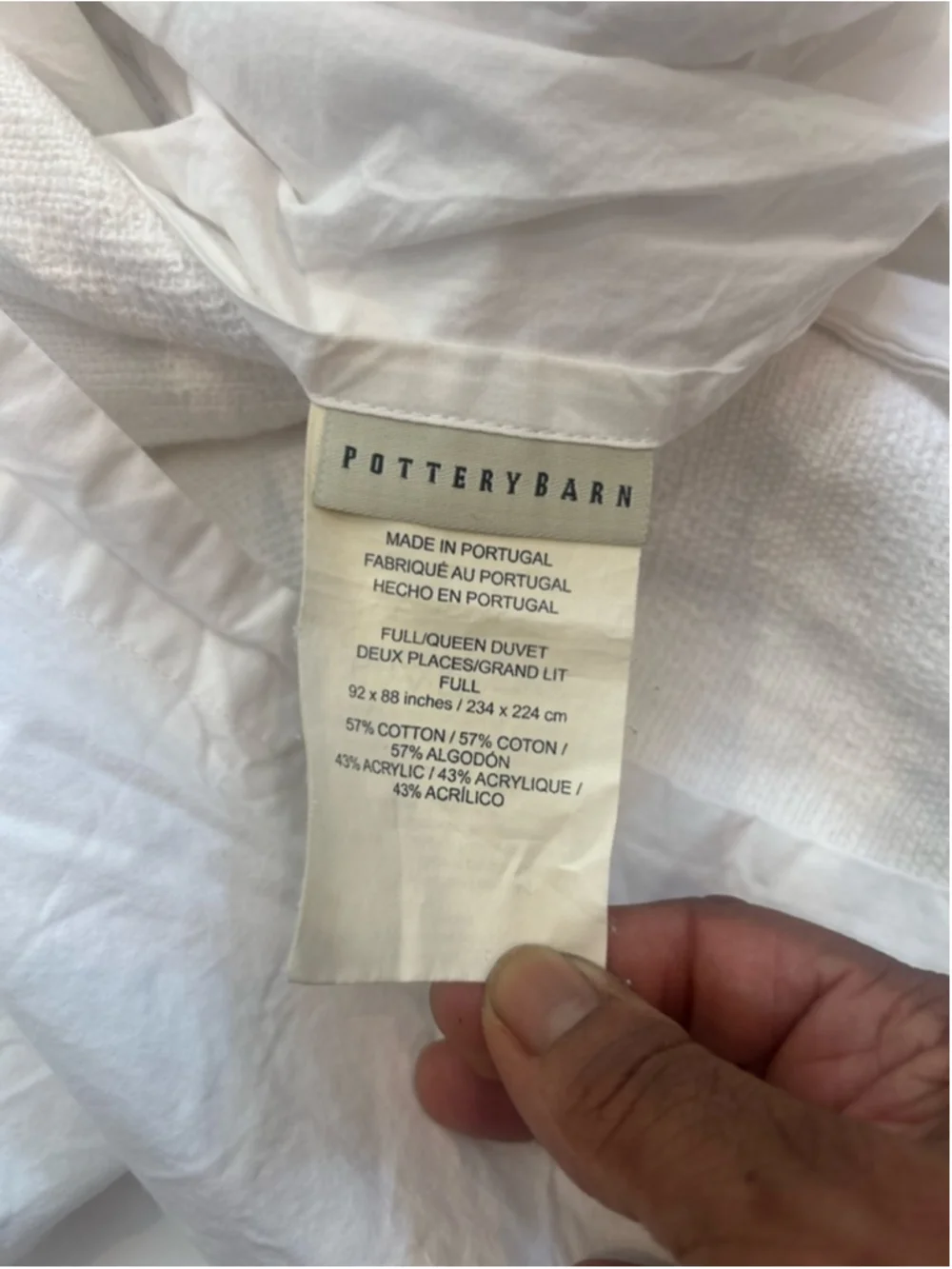 Pottery Barn White Full/Queen Duvet Cover Textured Full/Queen Minimalist